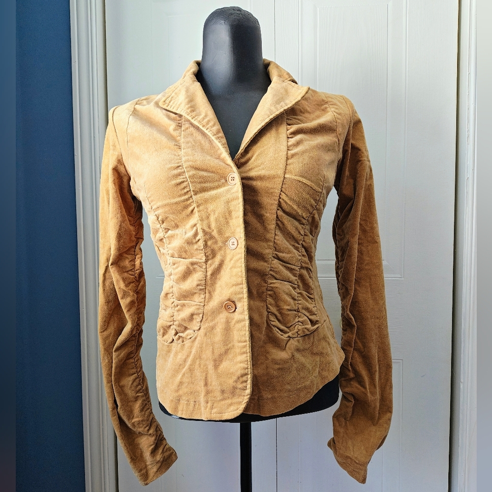 Y2K Ruched Tan Corduroy Jacket